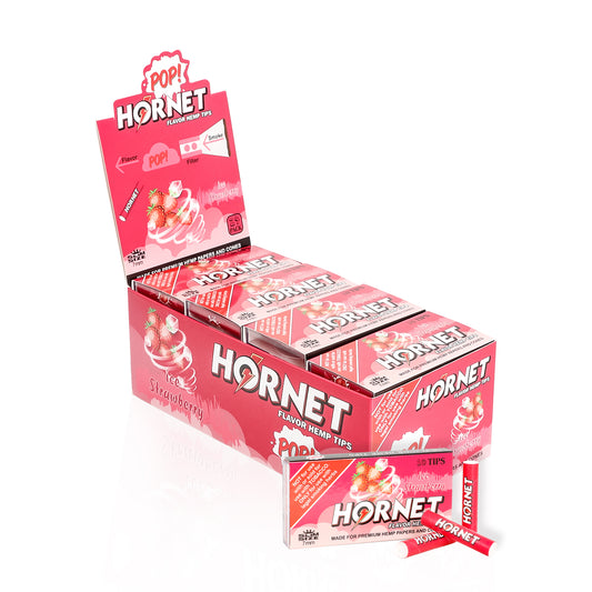 HORNET Strawberry Flavors Filter Tips with Flavored Pop, 7 mm Filter Tips, 10 Tips / Pack 24 Packs / Box