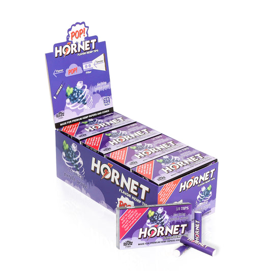 HORNET Grape Flavors Filter Tips with Flavored Pop, 7 mm Filter Tips, 10 Tips / Pack 24 Packs / Box