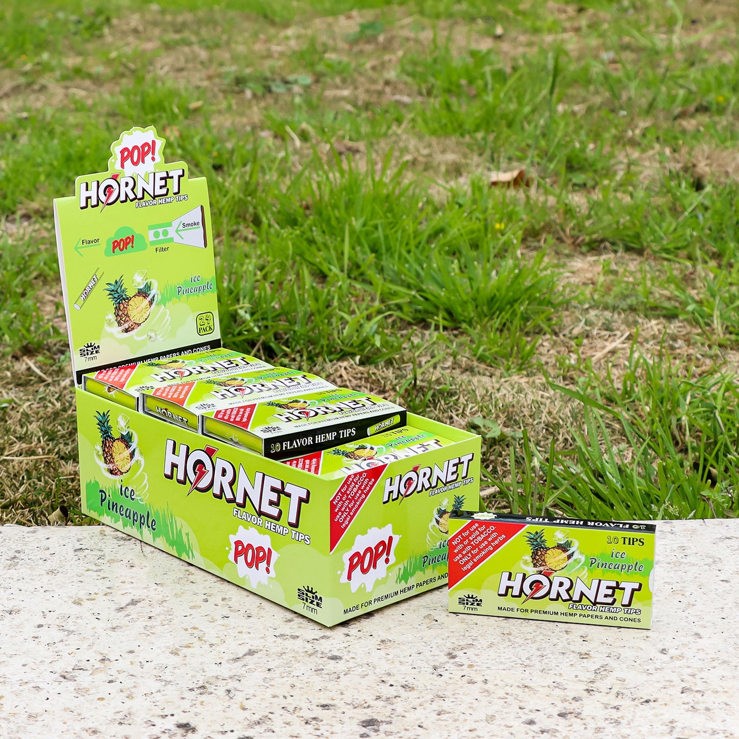 HORNET Pineapple Flavors Filter Tips with Flavored Pop, 7 mm Filter Tips, 10 Tips / Pack 24 Packs / Box