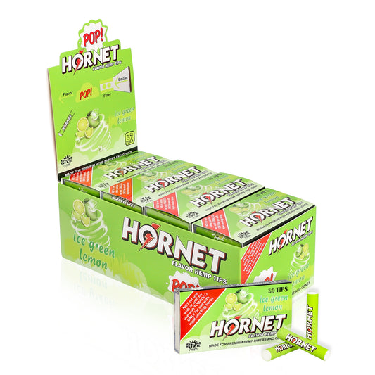 HORNET Green Lemon Flavor Filter Tips with Flavored Pop, 7 mm Filter Tips, 10 Tips / Pack 24 Packs / Box
