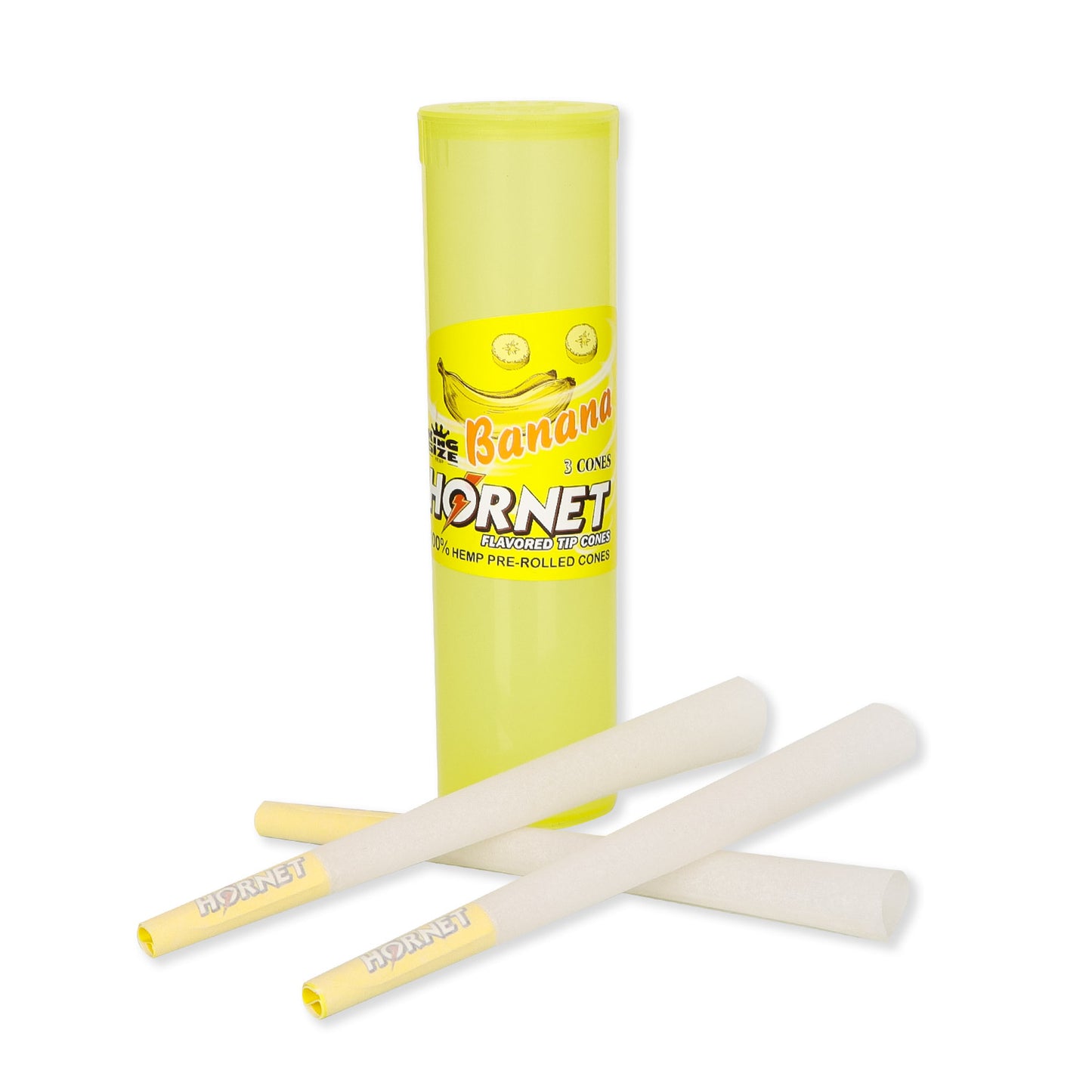 HORNET Banana Flavors Pre Rolled Cones, King Size Pre Rolled Rolling Paper With Tips, Slow Burning Rolling Cones & Flavored Pop, 3 PCS / Tube, 12 Tubes / Box
