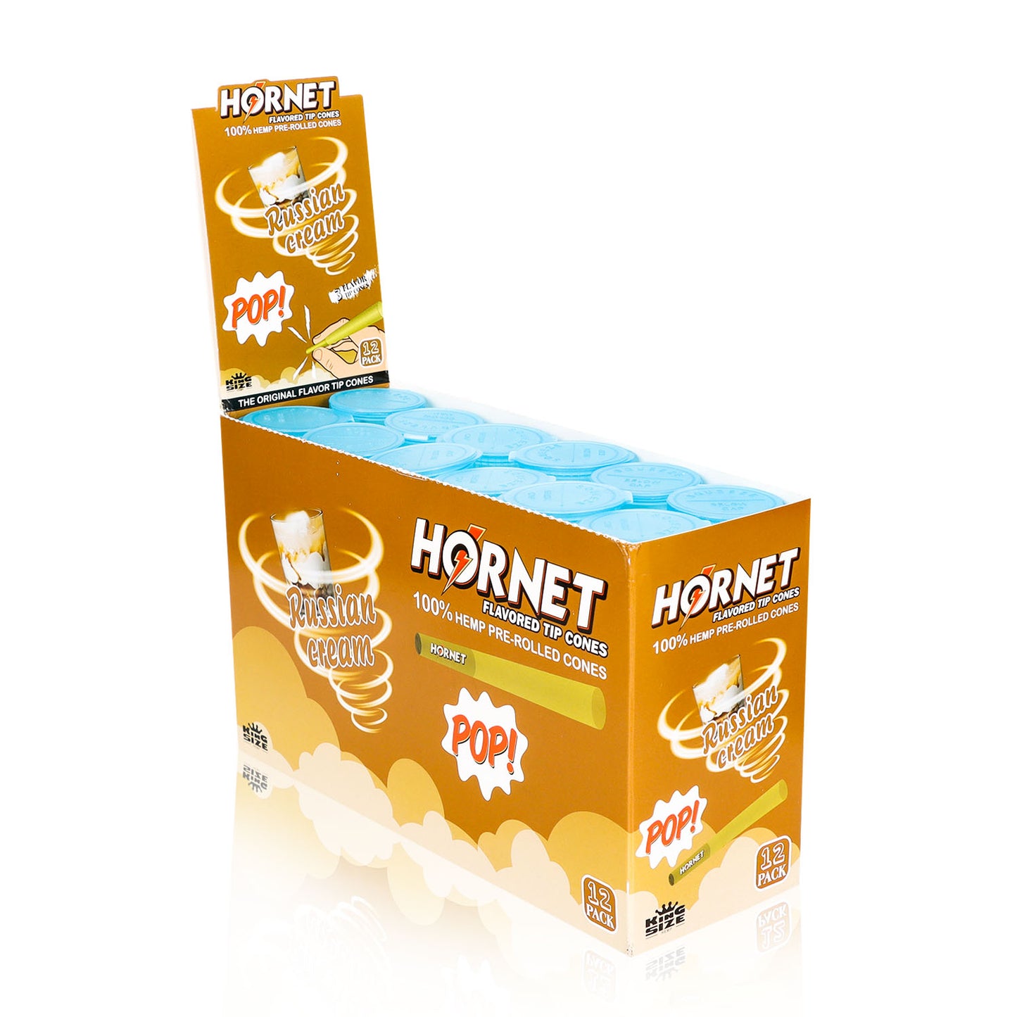 HORNET Cream Flavors Pre Rolled Cones, King Size Pre Rolled Rolling Paper With Tips, Slow Burning Rolling Cones & Flavored Pop, 3 PCS / Tube, 12 Tubes / Box