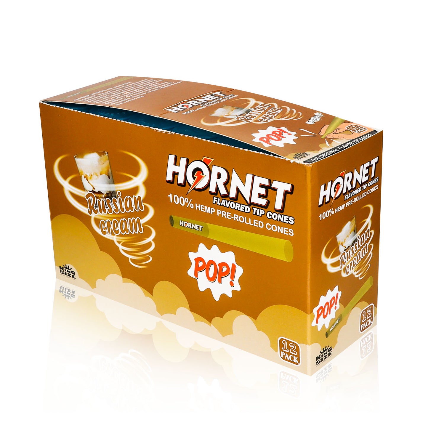 HORNET Cream Flavors Pre Rolled Cones, King Size Pre Rolled Rolling Paper With Tips, Slow Burning Rolling Cones & Flavored Pop, 3 PCS / Tube, 12 Tubes / Box