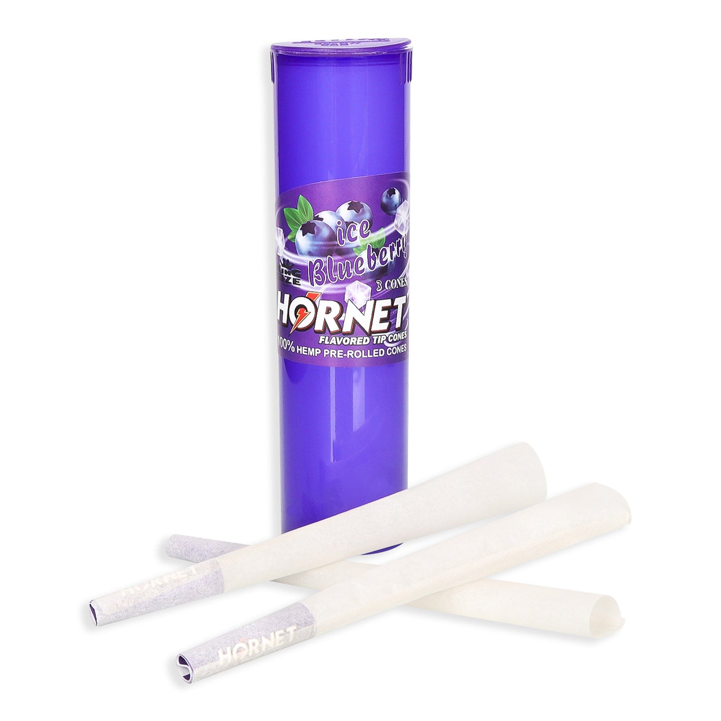 HORNET Blueberry Flavors Pre Rolled Cones, King Size Pre Rolled Rolling Paper With Tips, Slow Burning Rolling Cones & Flavored Pop, 3 PCS / Tube, 12 Tubes / Box