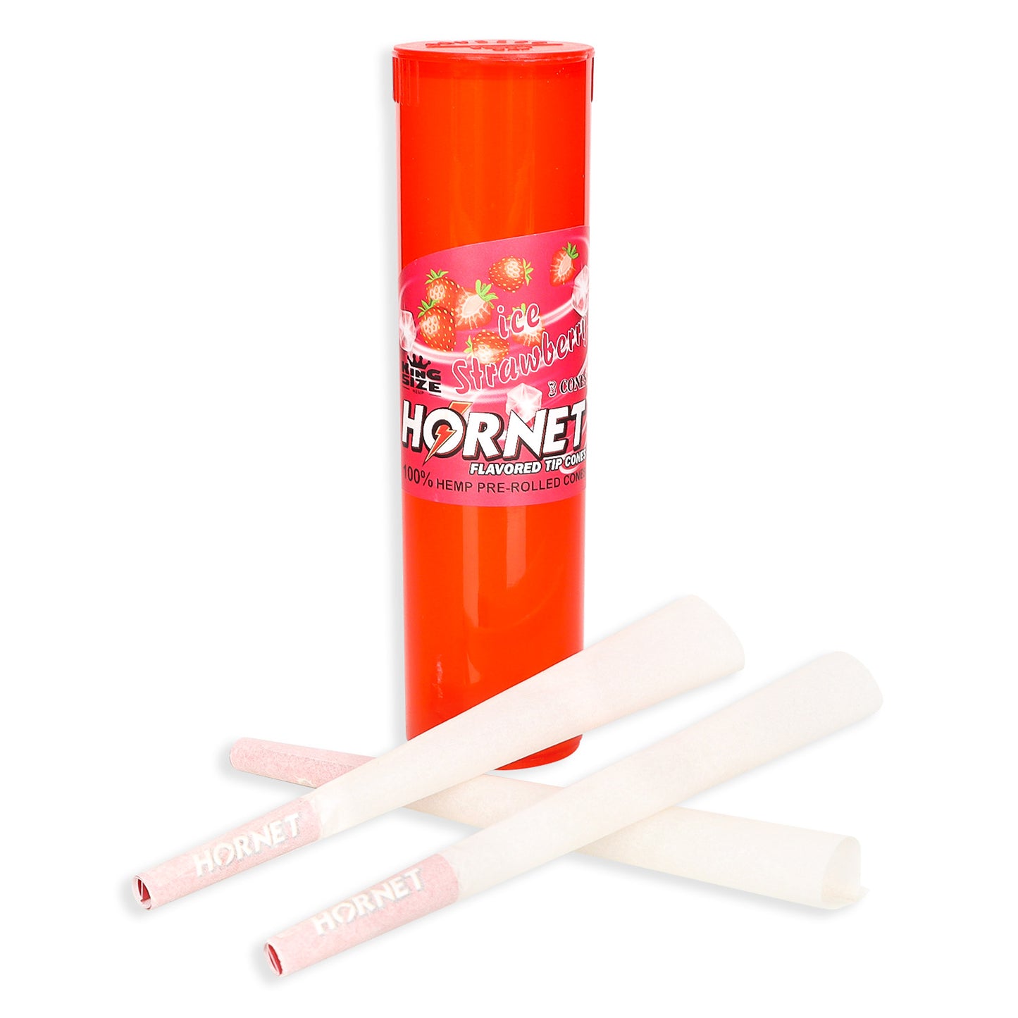HORNET Strawberry Flavors Pre Rolled Cones, King Size Pre Rolled Rolling Paper With Tips, Slow Burning Rolling Cones & Flavored Pop, 3 PCS / Tube, 12 Tubes / Box