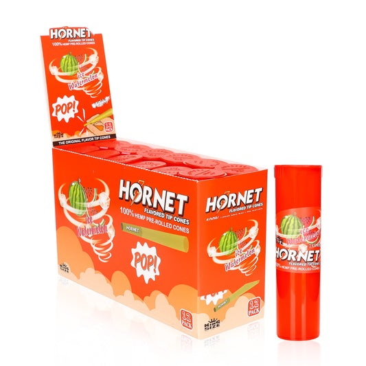 HORNET Watermelon Flavors Pre Rolled Cones, King Size Pre Rolled Rolling Paper With Tips, Slow Burning Rolling Cones & Flavored Pop, 3 PCS / Tube, 12 Tubes / Box