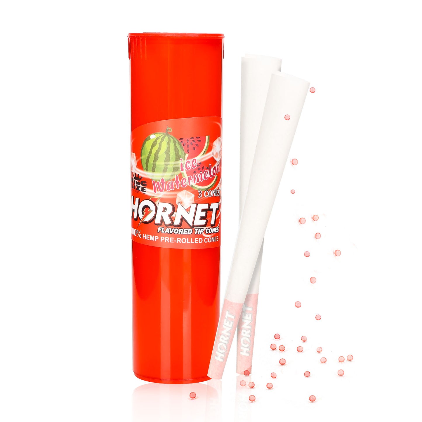 HORNET Watermelon Flavors Pre Rolled Cones, King Size Pre Rolled Rolling Paper With Tips, Slow Burning Rolling Cones & Flavored Pop, 3 PCS / Tube, 12 Tubes / Box