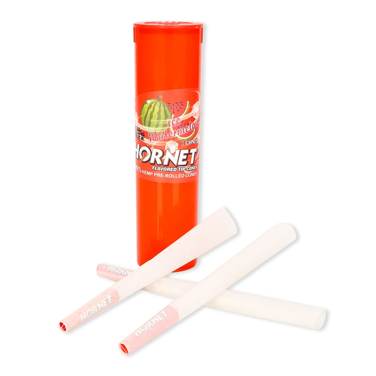 HORNET Watermelon Flavors Pre Rolled Cones, King Size Pre Rolled Rolling Paper With Tips, Slow Burning Rolling Cones & Flavored Pop, 3 PCS / Tube, 12 Tubes / Box