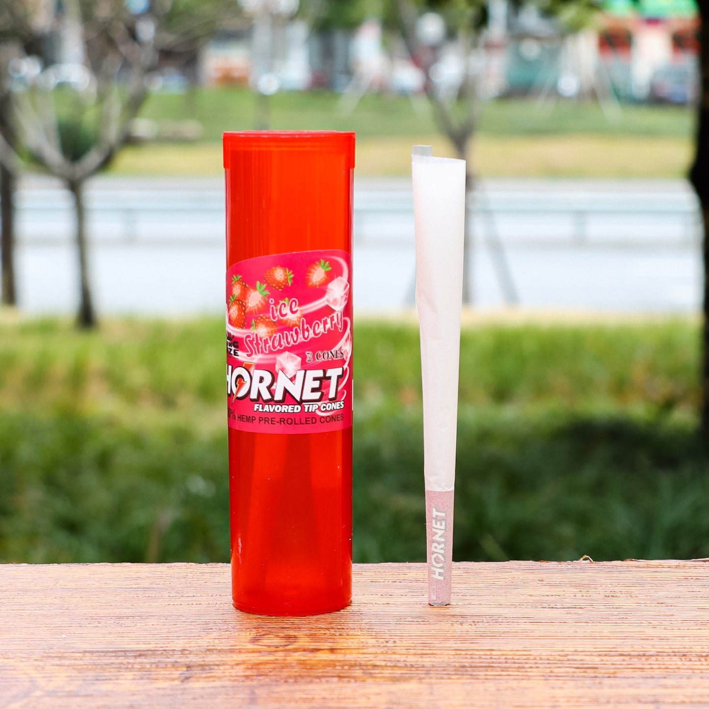 HORNET Strawberry Flavors Pre Rolled Cones, King Size Pre Rolled Rolling Paper With Tips, Slow Burning Rolling Cones & Flavored Pop, 3 PCS / Tube, 12 Tubes / Box