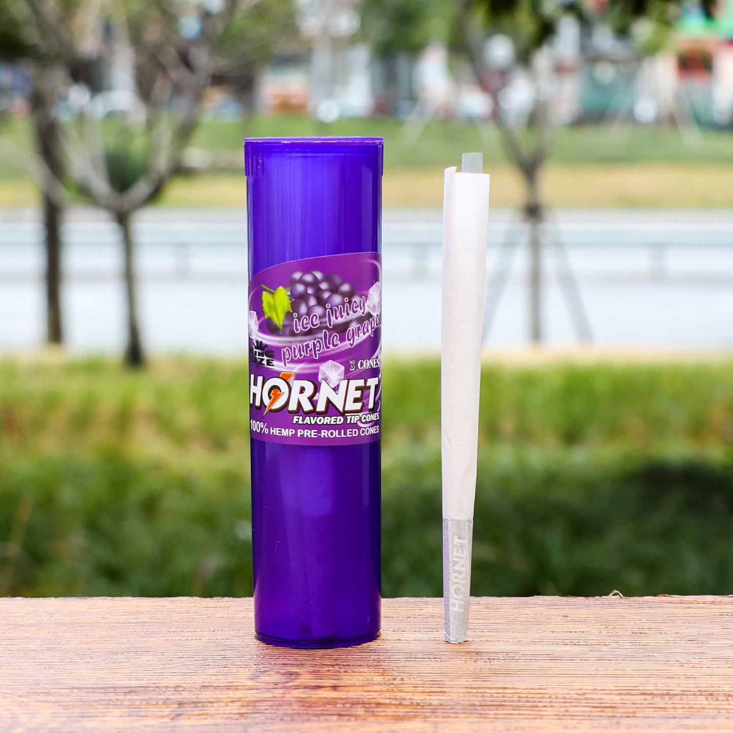 HORNET Grape Flavors Pre Rolled Cones, King Size Pre Rolled Rolling Paper With Tips, Slow Burning Rolling Cones & Flavored Pop, 3 PCS / Tube, 12 Tubes / Box