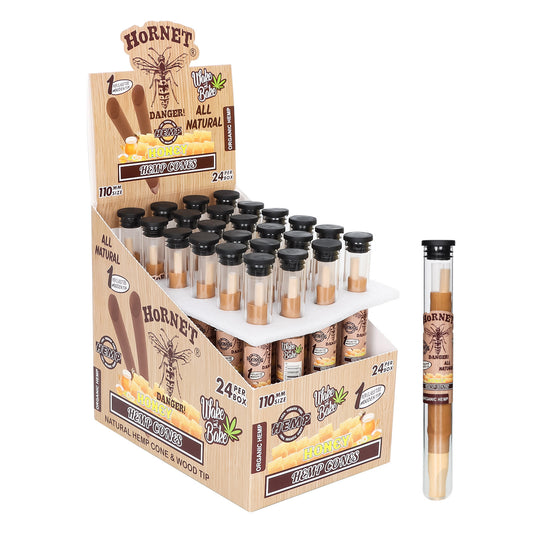 HORNET 110mm Pre-Rolled Cones With Honey Flavored, King Size Natural Pre Rolled Papers With Filter Tips | 72 Pack