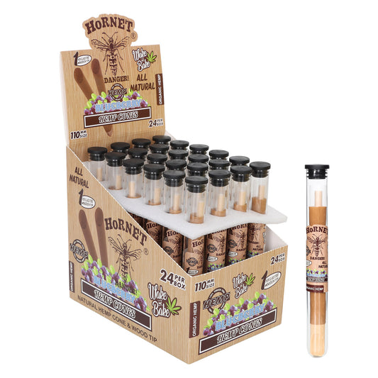 HORNET 110mm Pre-Rolled Cones With Blueberry Flavored, King Size Natural Pre Rolled Papers With Filter Tips | 72 Pack