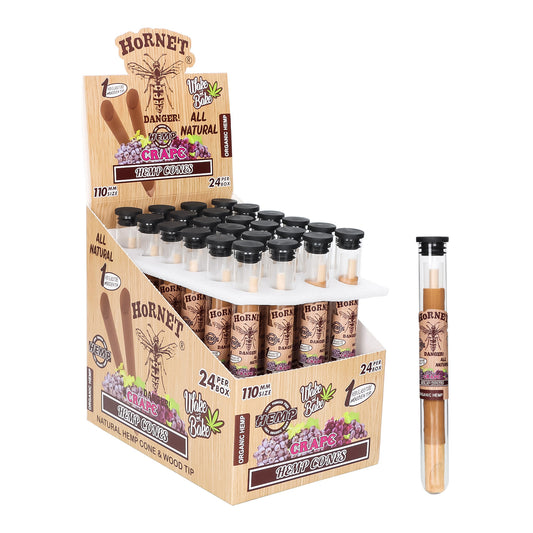HORNET 110mm Pre-Rolled Cones With Grape Flavored, King Size Natural Pre Rolled Papers With Filter Tips | 72 Pack