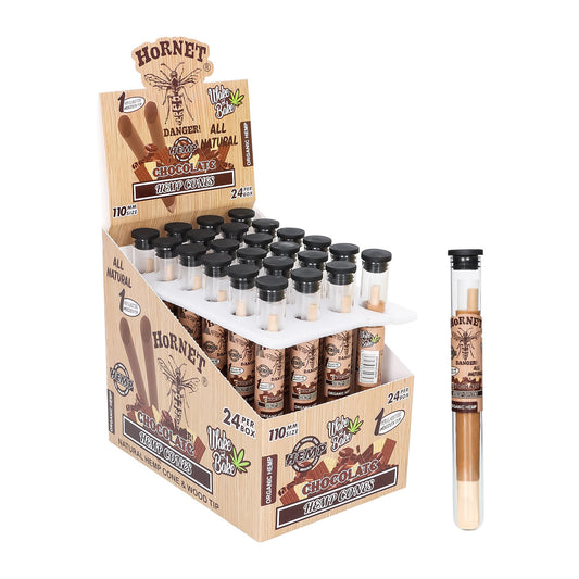 HORNET 110mm Pre-Rolled Cones With Chocolate Flavored, King Size Natural Pre Rolled Papers With Filter Tips | 72 Pack