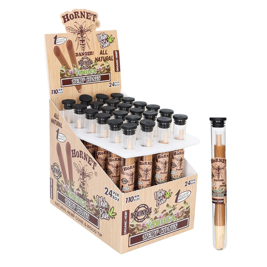 HORNET 110mm Pre-Rolled Cones With Vanilla Flavored, King Size Natural Pre Rolled Papers With Filter Tips | 72 Pack