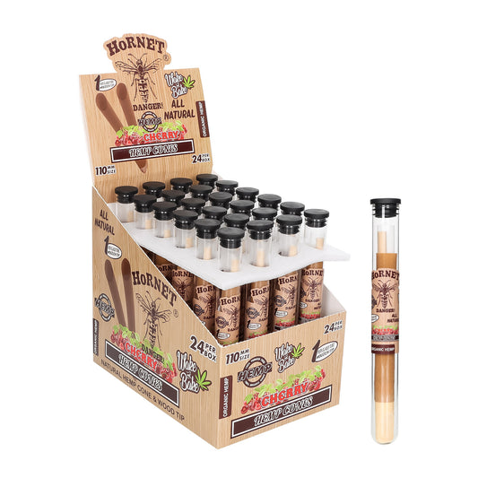 HORNET 110mm Pre-Rolled Cones With Cherry Flavored, King Size Natural Pre Rolled Papers With Filter Tips | 72 Pack