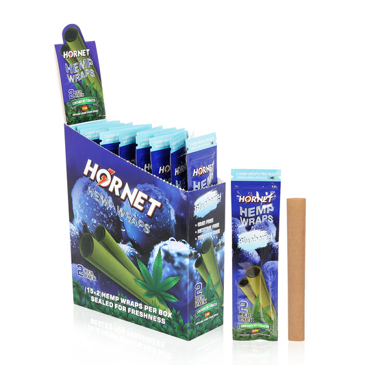Hornet Blueberry Flavoured Hemp Blunt Wraps 30 Hemp Wraps Per Box