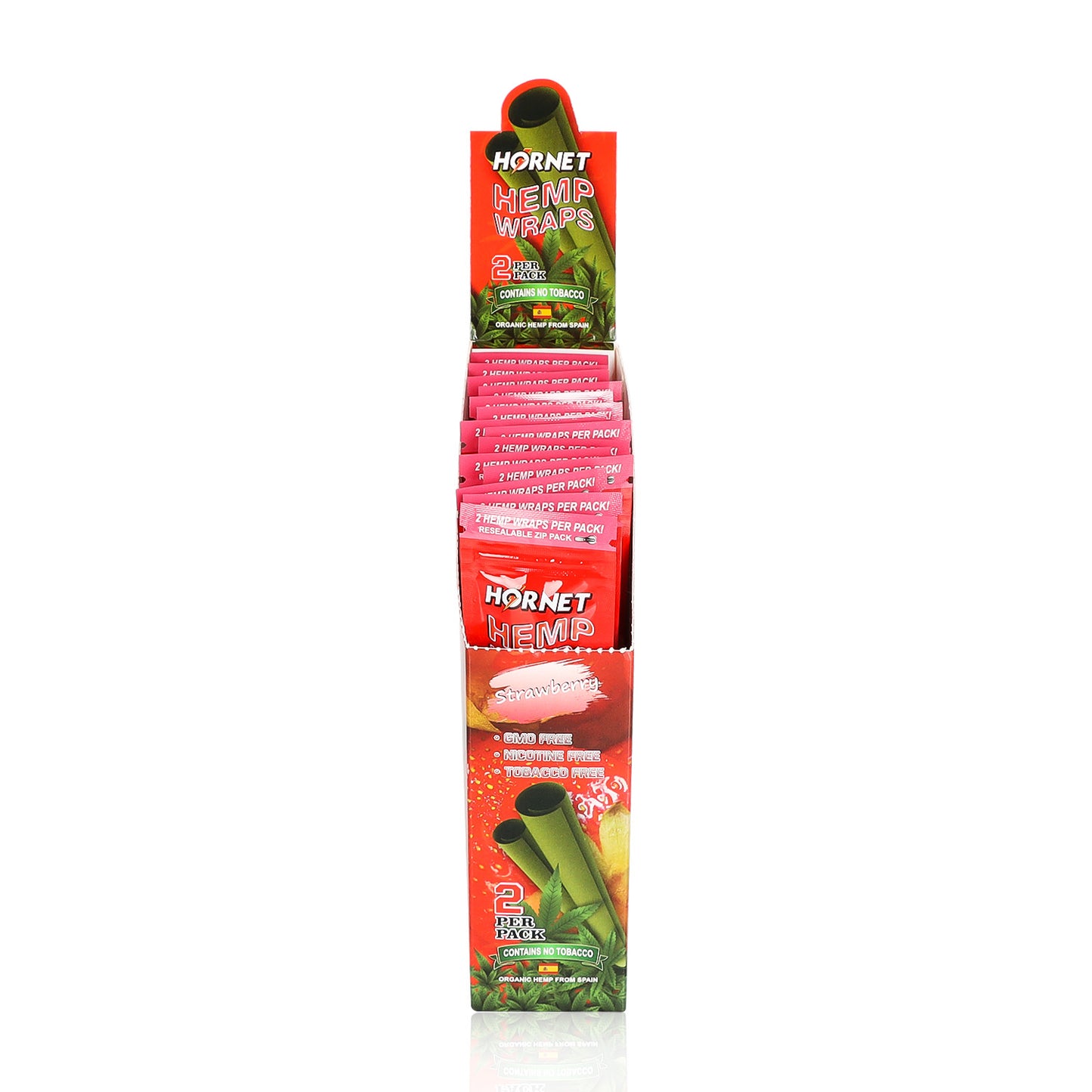 Hornet Strawberry Flavoured Hemp Blunt Wraps 30 Hemp Wraps Per Box