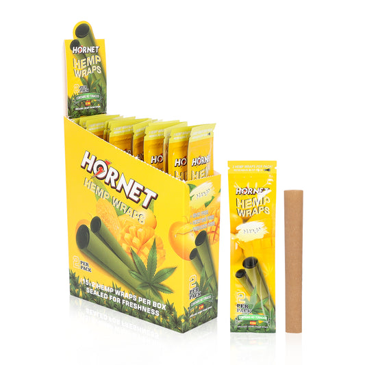Hornet Mango Flavoured Hemp Blunt Wraps 30 Hemp Wraps Per Box