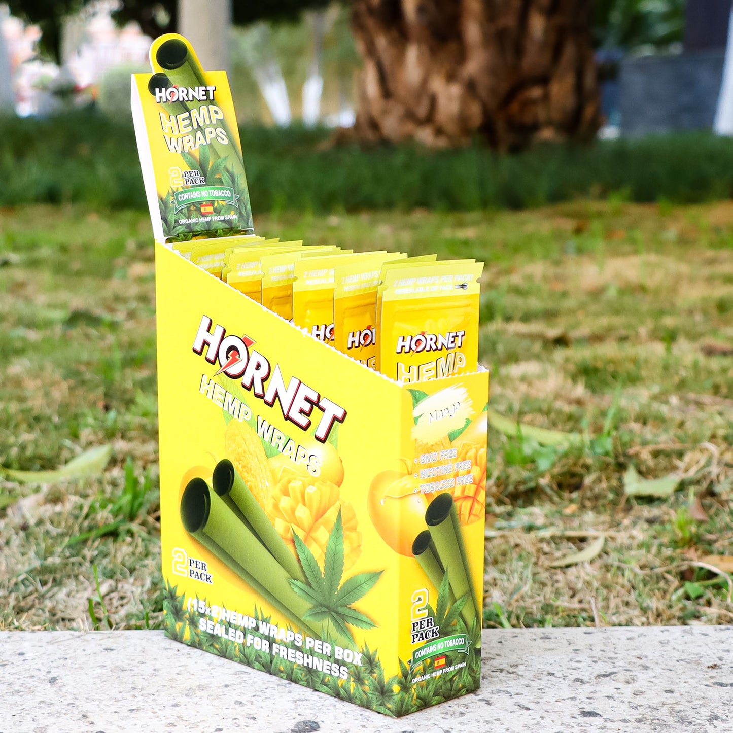 Hornet Mango Flavoured Hemp Blunt Wraps 30 Hemp Wraps Per Box