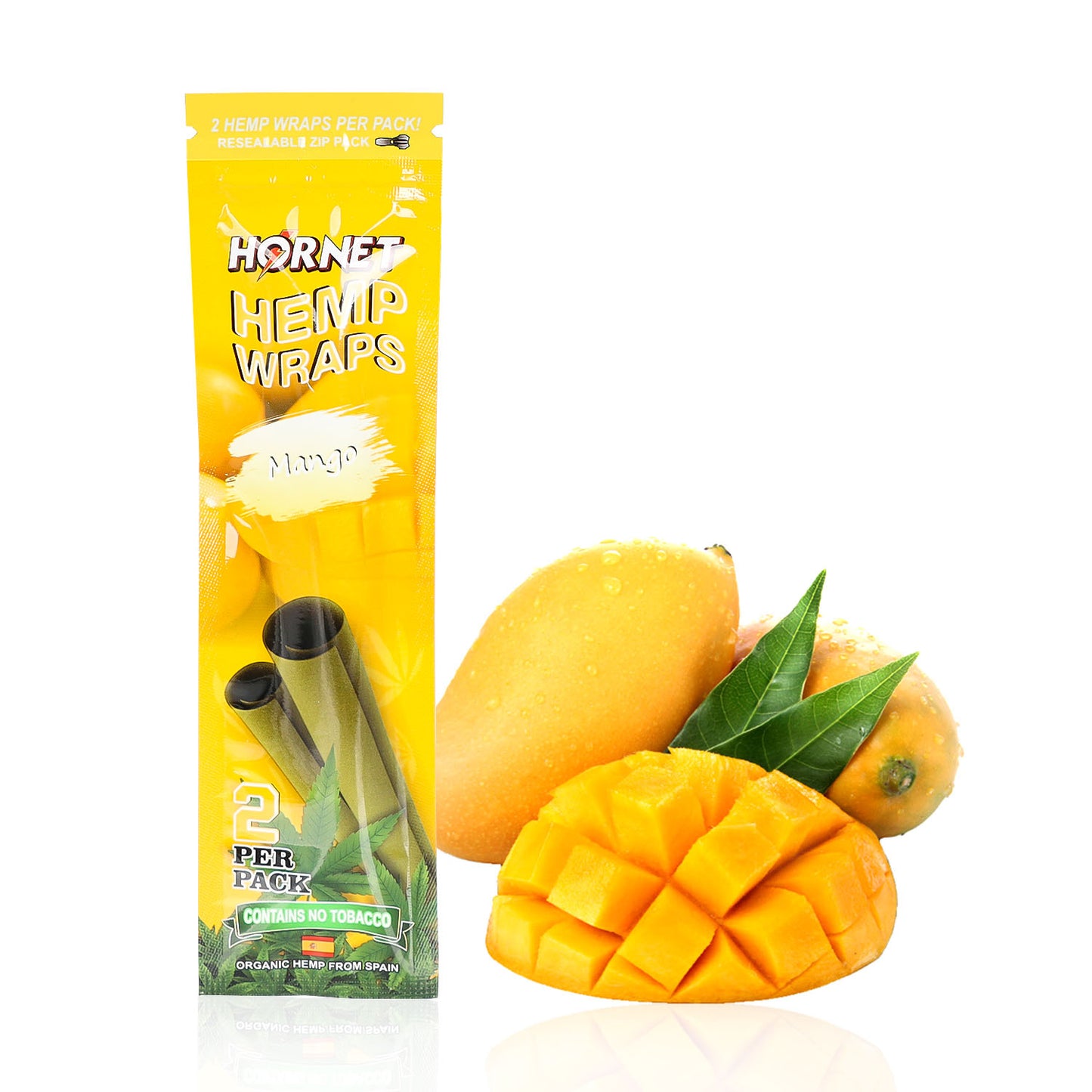 Hornet Mango Flavoured Hemp Blunt Wraps 30 Hemp Wraps Per Box