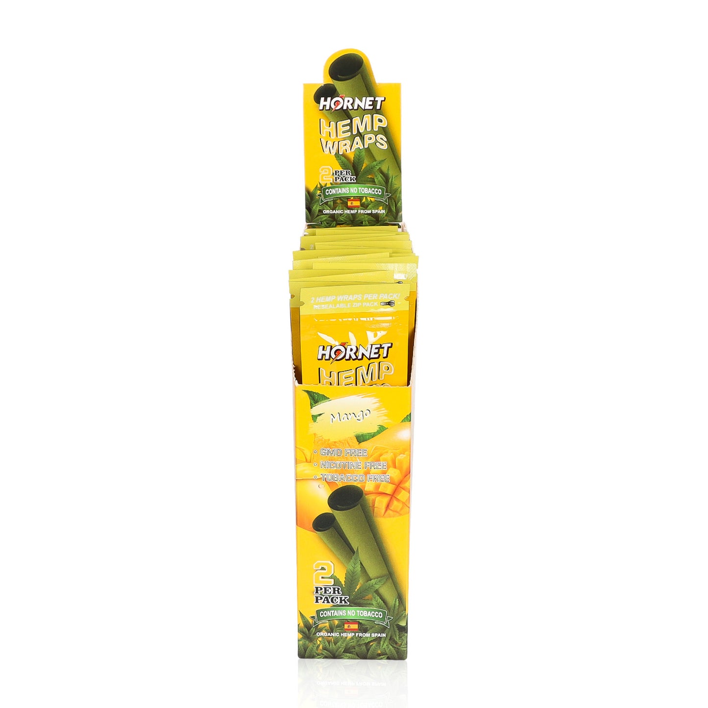 Hornet Mango Flavoured Hemp Blunt Wraps 30 Hemp Wraps Per Box