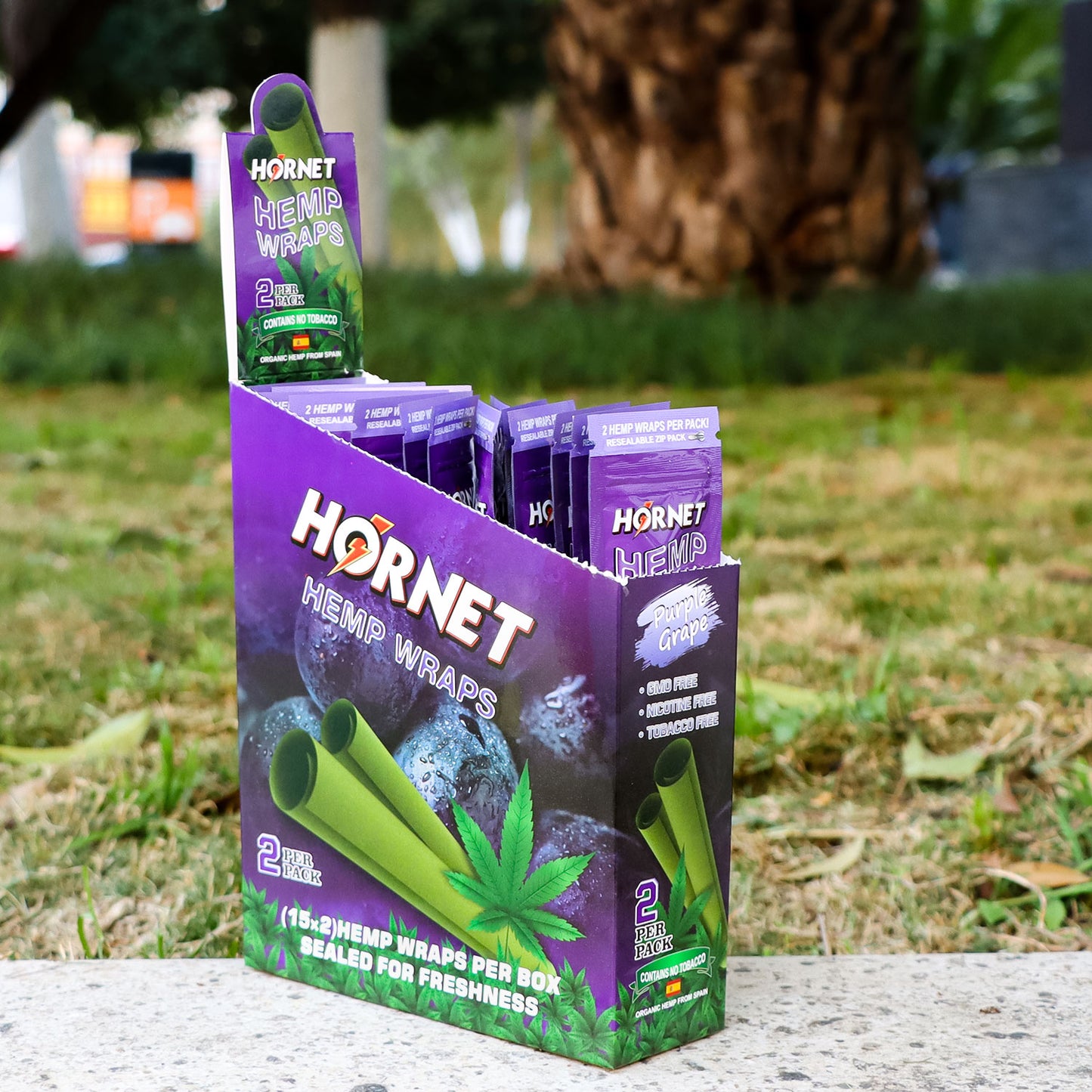 Hornet Grape Flavoured Hemp Blunt Wraps 30 Hemp Wraps Per Box
