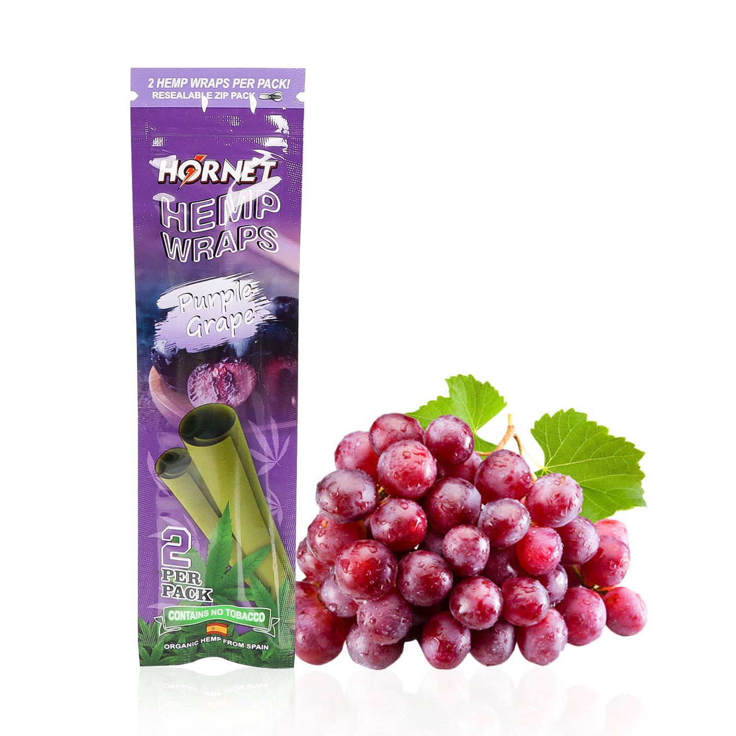 Hornet Grape Flavoured Hemp Blunt Wraps 30 Hemp Wraps Per Box