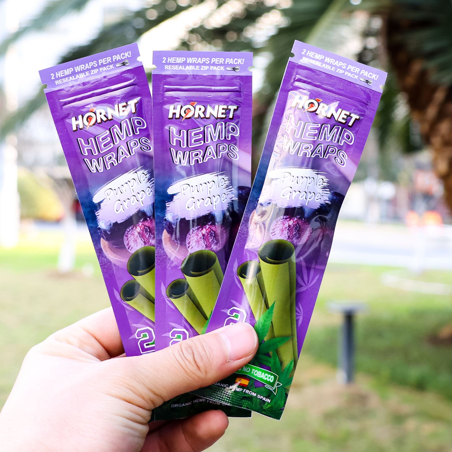 Hornet Grape Flavoured Hemp Blunt Wraps 30 Hemp Wraps Per Box