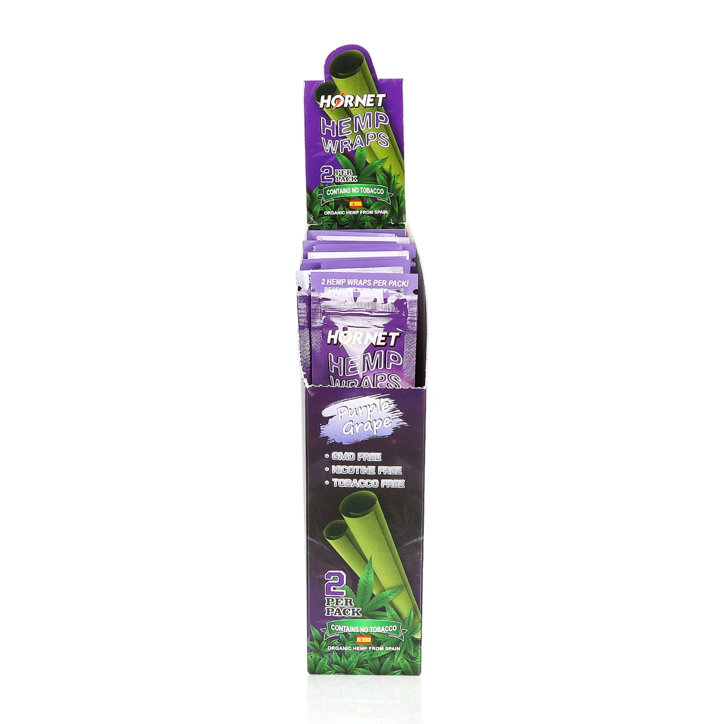 Hornet Grape Flavoured Hemp Blunt Wraps 30 Hemp Wraps Per Box