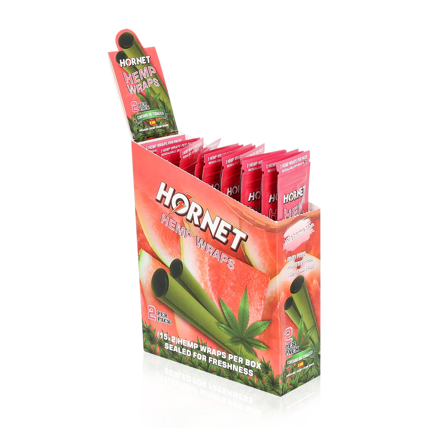Hornet Watermelon Flavoured Hemp Blunt Wraps 30 Hemp Wraps Per Box