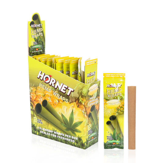Hornet Pineapple Flavoured Hemp Blunt Wraps 30 Hemp Wraps Per Box