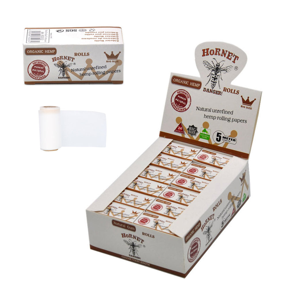 HORNET 5 m Free Rolling Papers, Organic White Rolling Paper, 24 PCS / Box