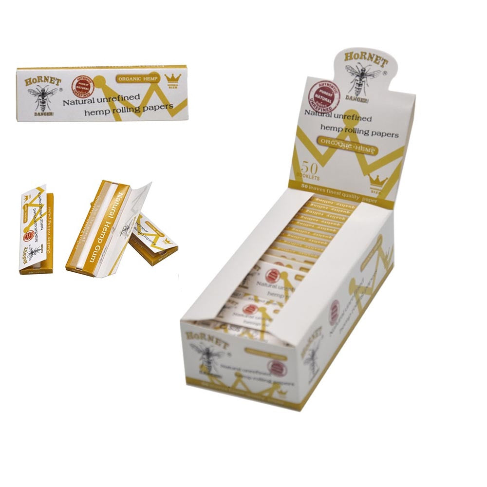 HORNET 70 mm Rolling Papers, Natural Slim Rolling Papers, White Organic Rolling Paper, 50 Leaves / Pack 50 Pack / Box