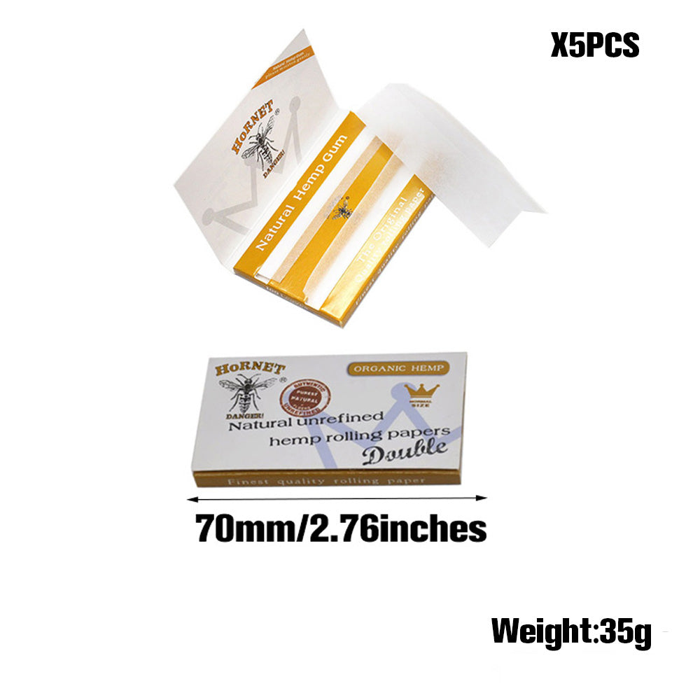 HORNET 70 mm Rolling Papers, Natural Slim Rolling Papers, White Organic Rolling Paper, 100 Leaves / Pack 25 Pack / Box