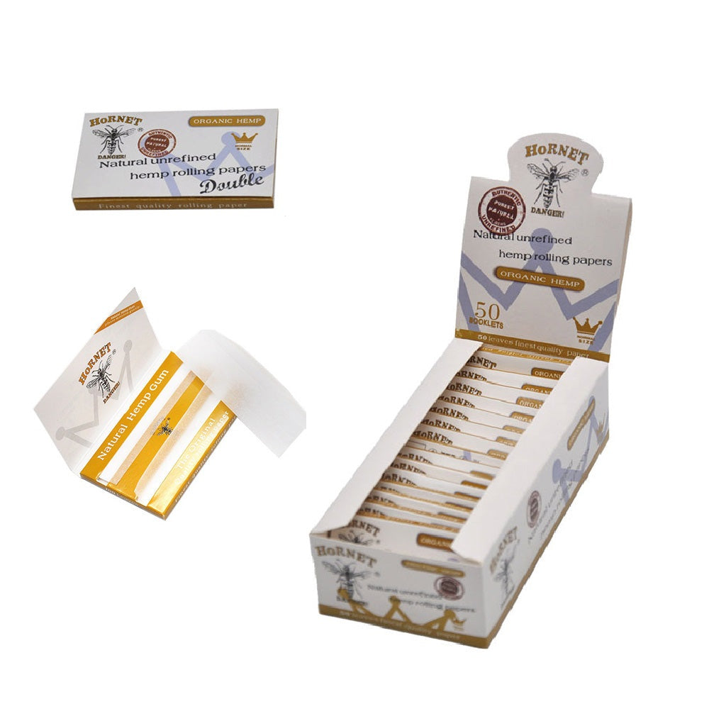 HORNET 70 mm Rolling Papers, Natural Slim Rolling Papers, White Organic Rolling Paper, 100 Leaves / Pack 25 Pack / Box