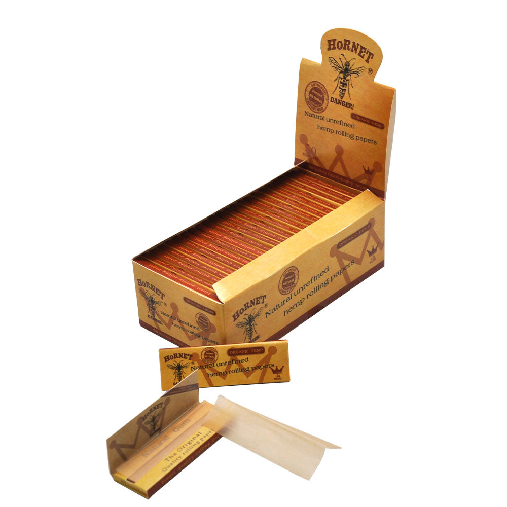 HORNET 1 1/4 Size Rolling Papers, Natural Slim Rolling Papers, Brown Organic Rolling Paper, 50 Leaves / Pack 50 Pack / Box