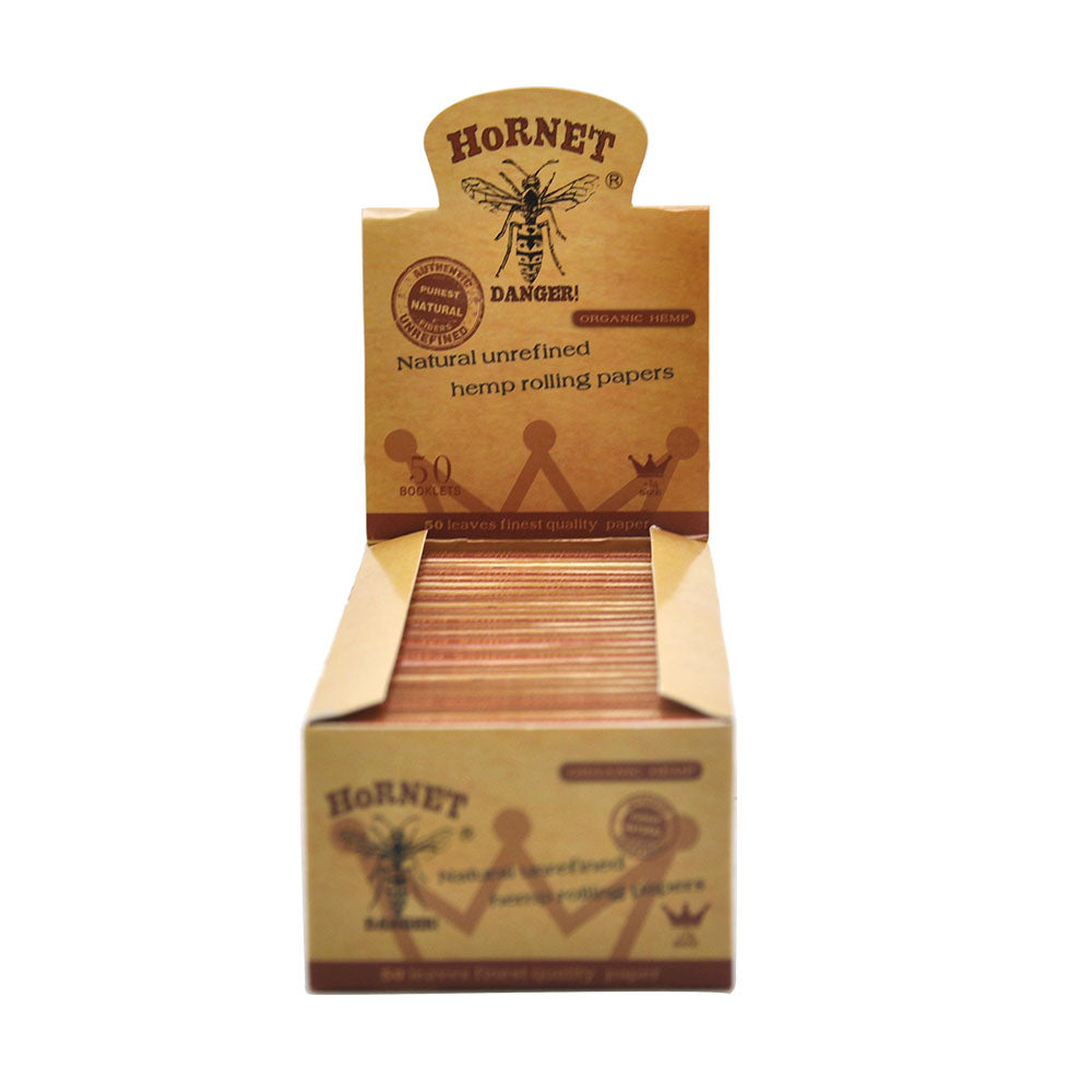 HORNET 1 1/4 Size Rolling Papers, Natural Slim Rolling Papers, Brown Organic Rolling Paper, 50 Leaves / Pack 50 Pack / Box