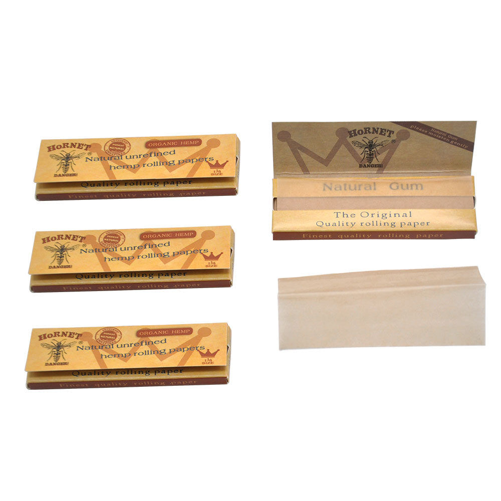 HORNET 1 1/4 Size Rolling Papers, Natural Slim Rolling Papers, Brown Organic Rolling Paper, 50 Leaves / Pack 50 Pack / Box