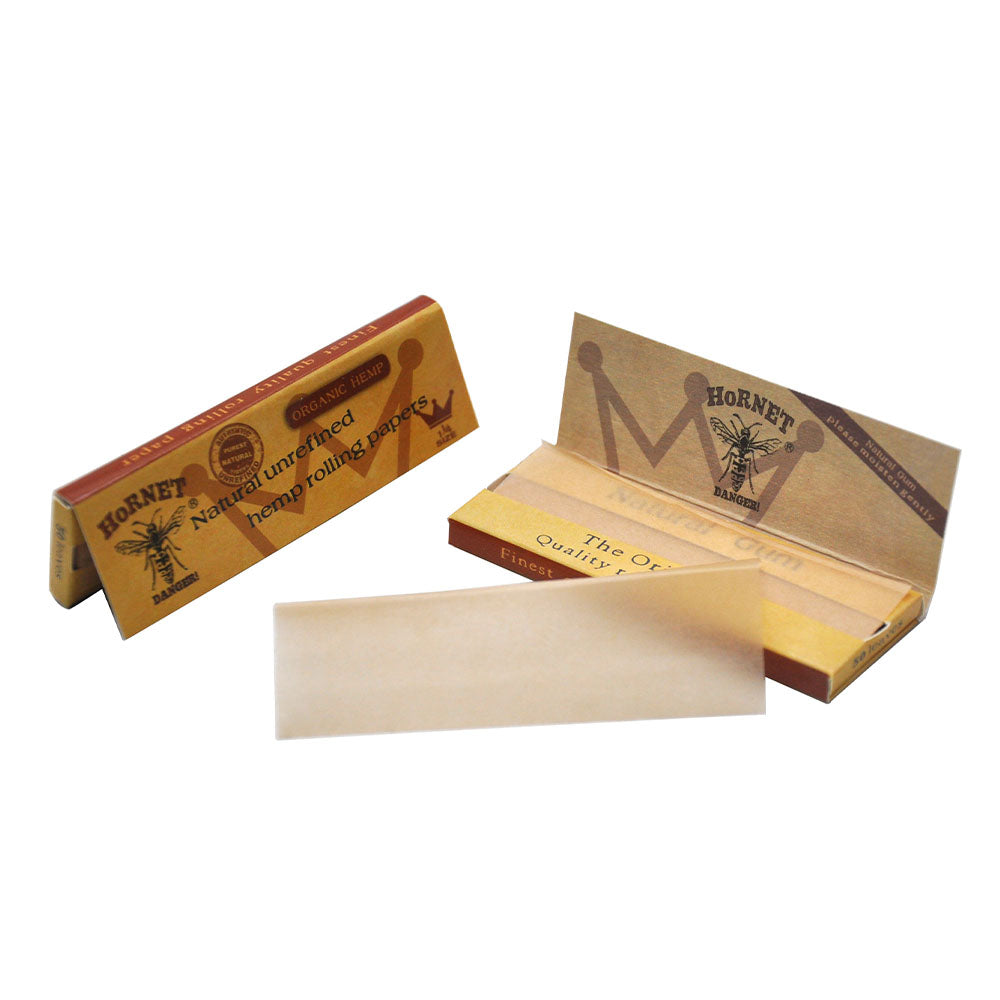 HORNET 1 1/4 Size Rolling Papers, Natural Slim Rolling Papers, Brown Organic Rolling Paper, 50 Leaves / Pack 50 Pack / Box