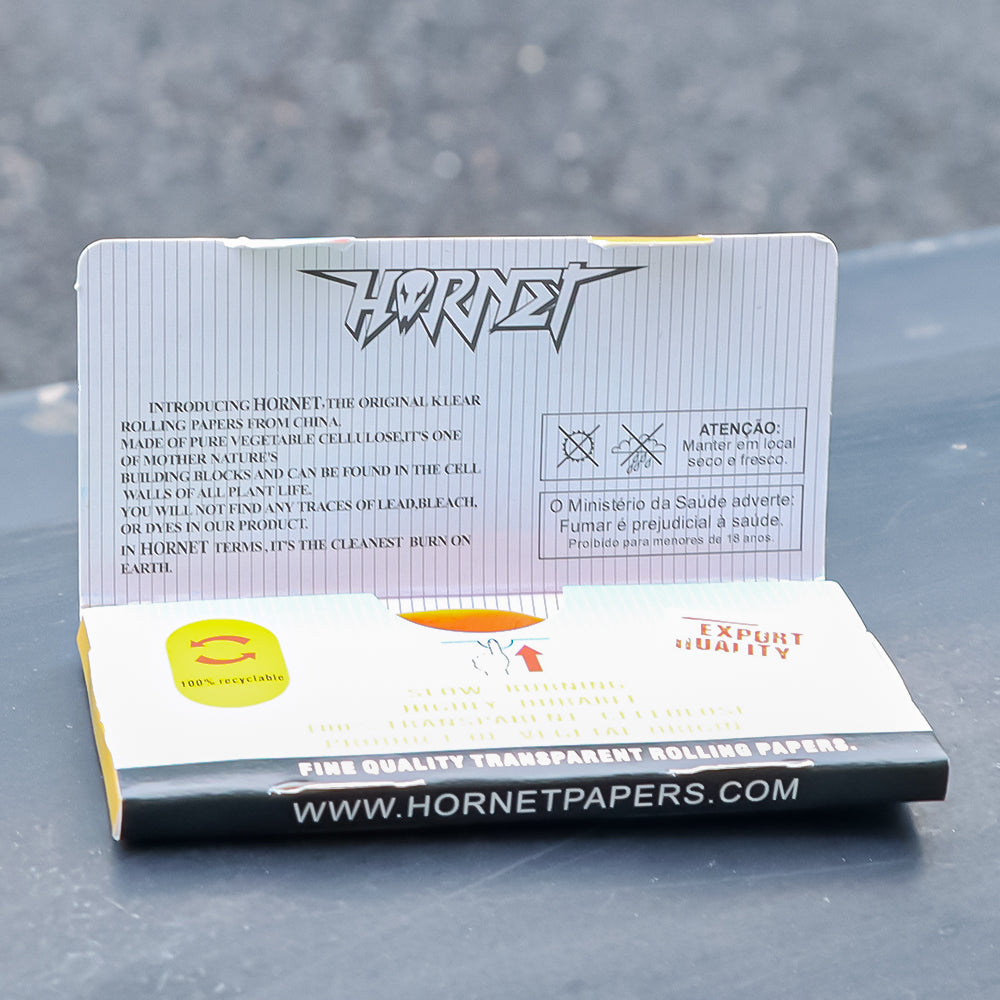 HORNET Gold Transparent Cellulose Rolling Papers, 1 1/4 Size Clear Rolling Paper, 50 Pieces / Pack 48 Packs / Box