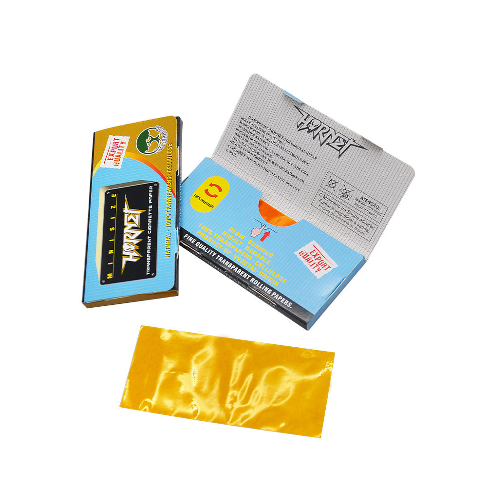 HORNET Gold Transparent Cellulose Rolling Papers, 1 1/4 Size Clear Rolling Paper, 50 Pieces / Pack 48 Packs / Box