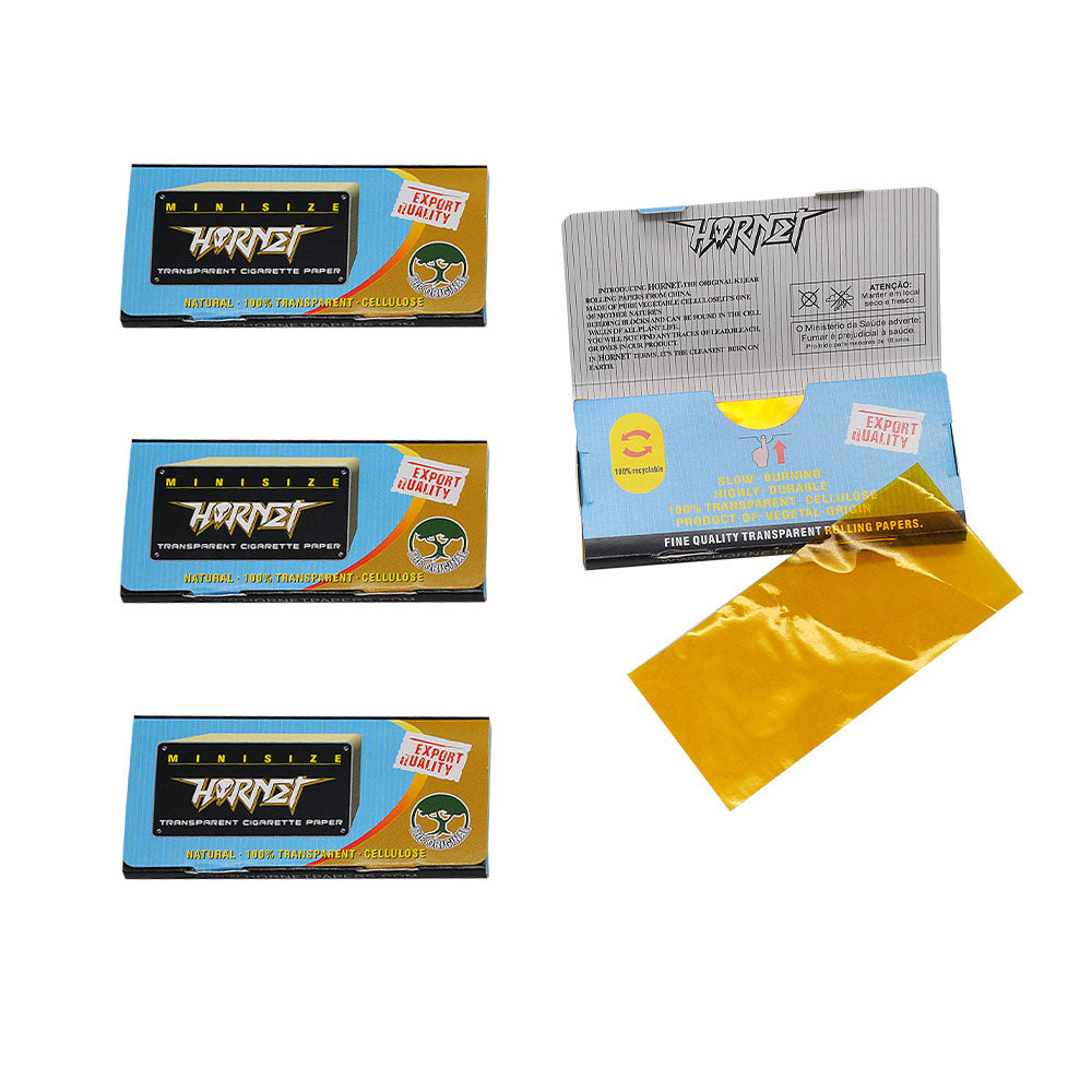 HORNET Gold Transparent Cellulose Rolling Papers, 1 1/4 Size Clear Rolling Paper, 50 Pieces / Pack 48 Packs / Box