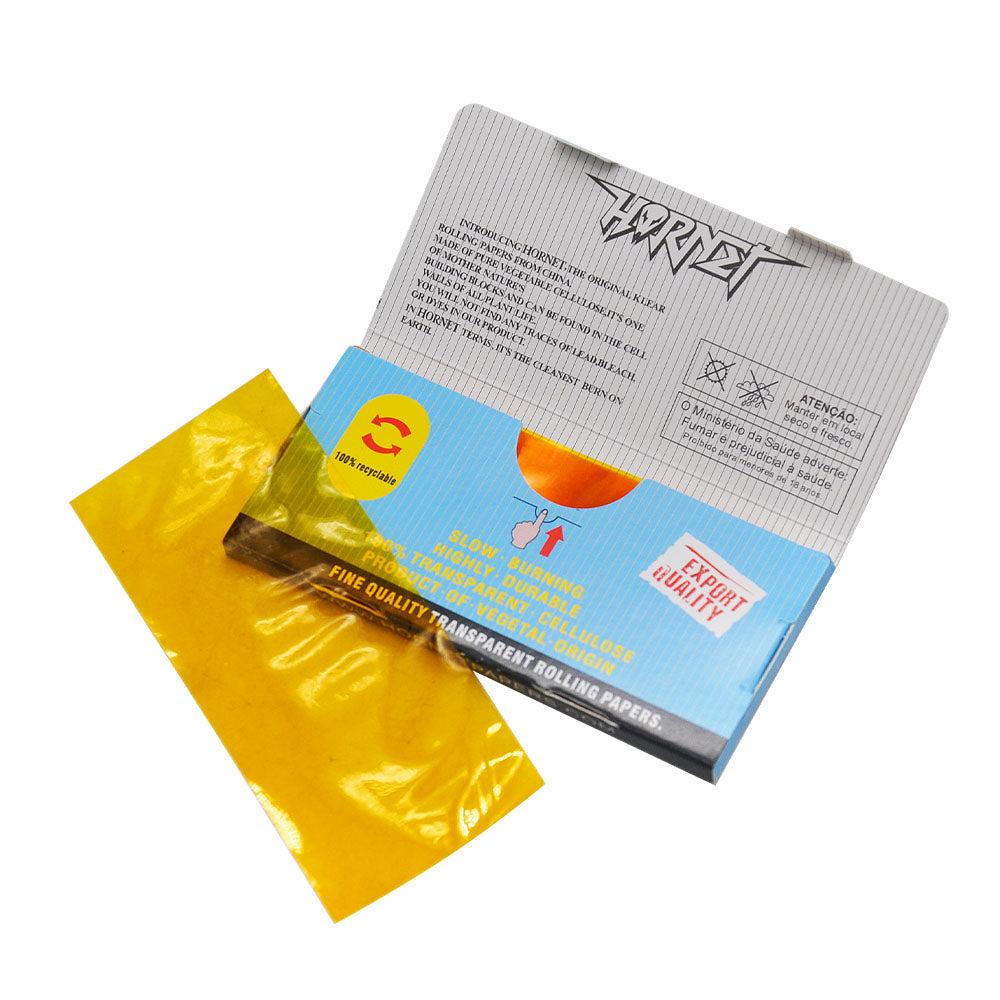 HORNET Gold Transparent Cellulose Rolling Papers, 1 1/4 Size Clear Rolling Paper, 50 Pieces / Pack 48 Packs / Box