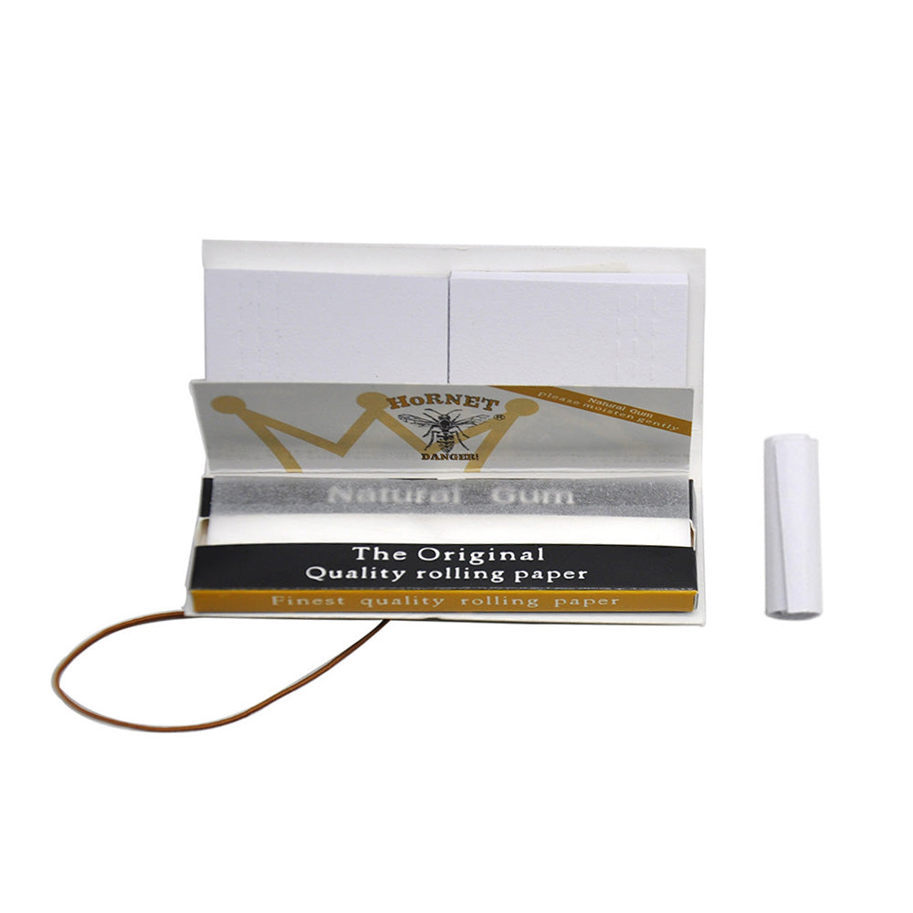 HORNET 1 1/4 Size White Rolling Paper With White Tips, Natural Slim Rolling Papers, 50 PCS / Pack 50 Packs / Box