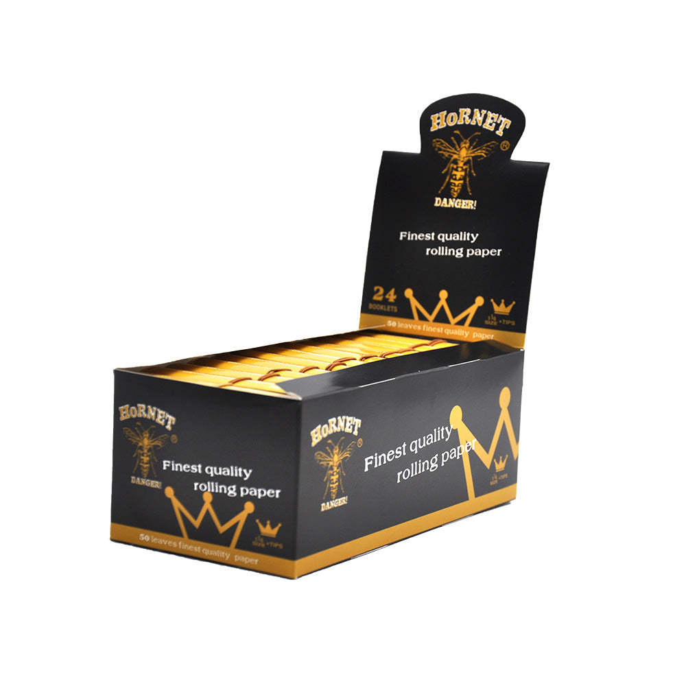 HORNET 1 1/4 Size White Rolling Paper With White Tips, Natural Slim Rolling Papers, 50 PCS / Pack 50 Packs / Box
