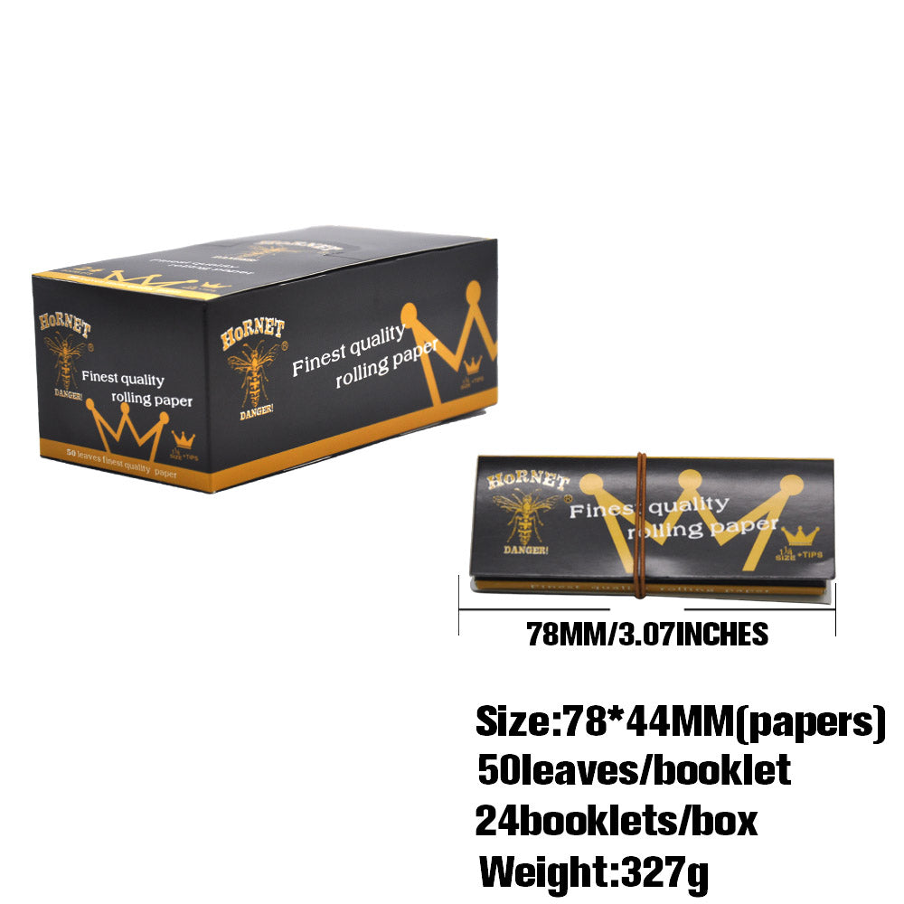 HORNET 1 1/4 Size White Rolling Paper With White Tips, Natural Slim Rolling Papers, 50 PCS / Pack 50 Packs / Box