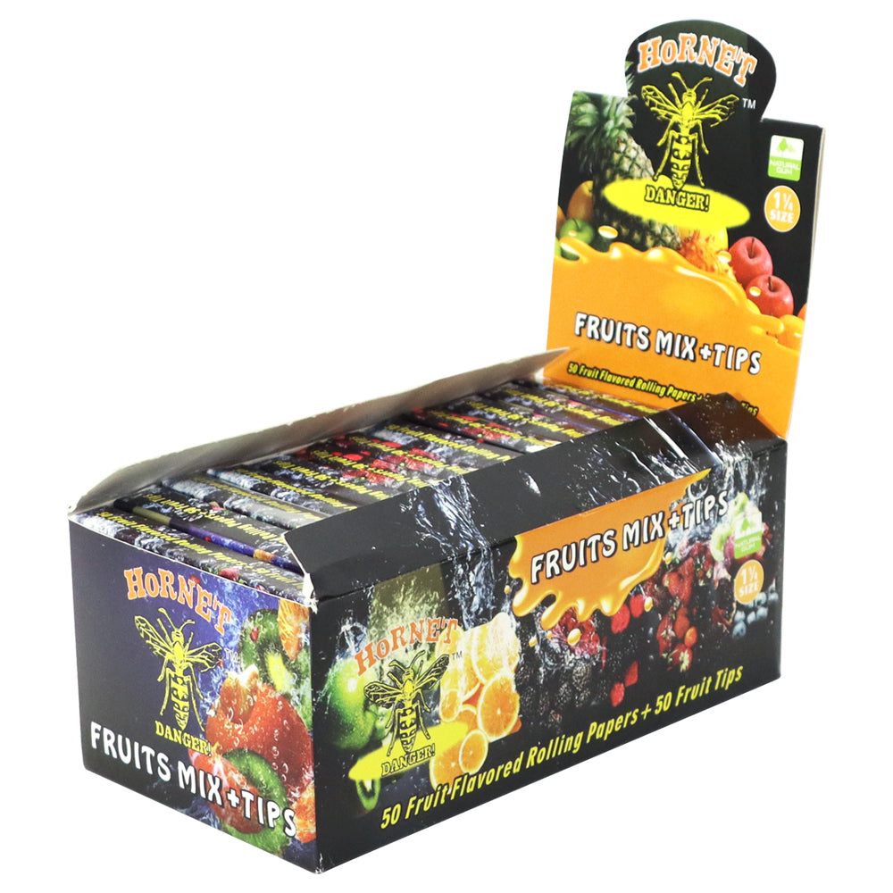 Hornet 78mm Mix Fruit Flavors Rolling Papers, Slow Burning Rolling Paper, Natural Rolling Paper, 50 Piece / Pack 50 Pack / Box