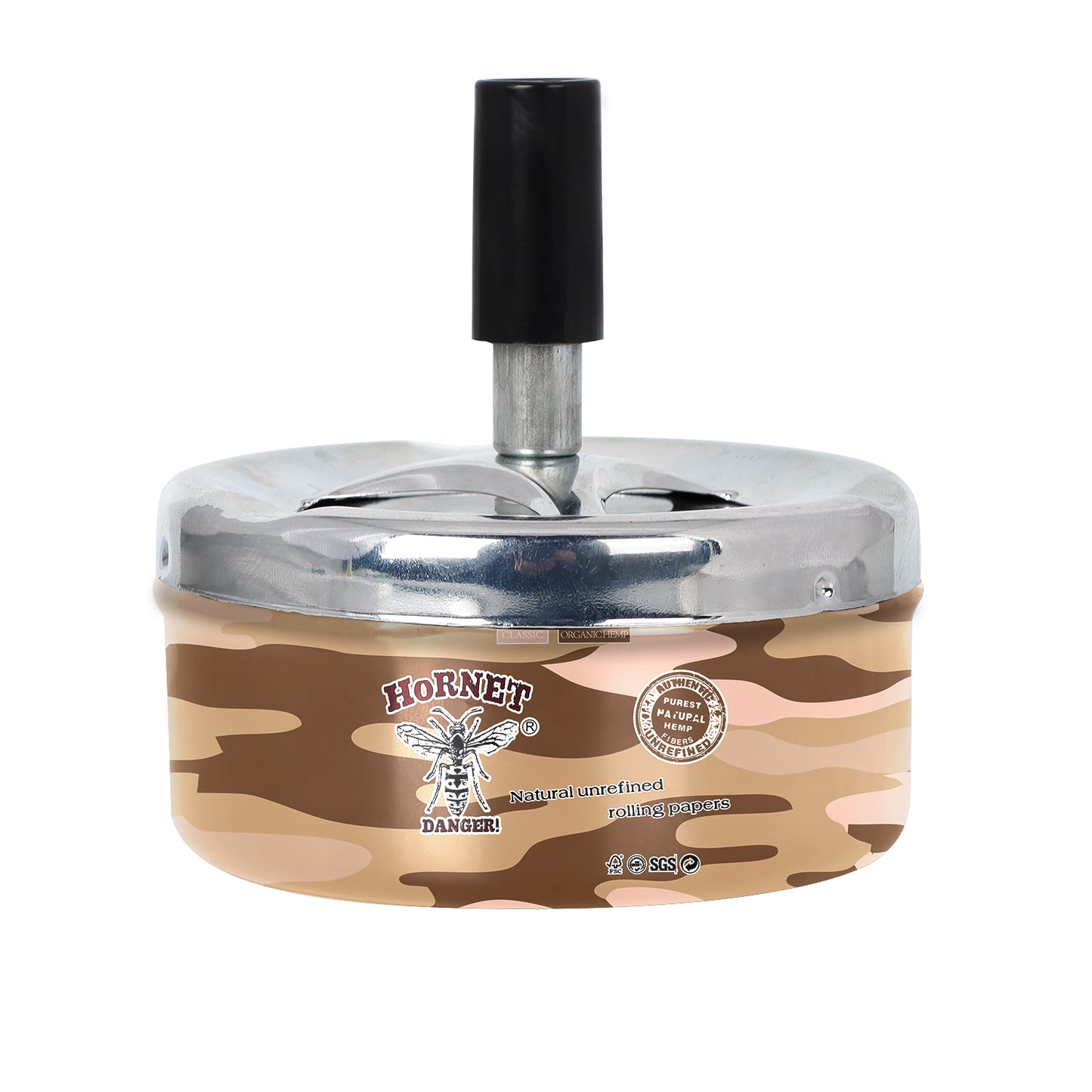 HORNET Press Cigarette Ashtray, Round Metal Ash Tray & Cigarette Holder, Portable Ash Trays