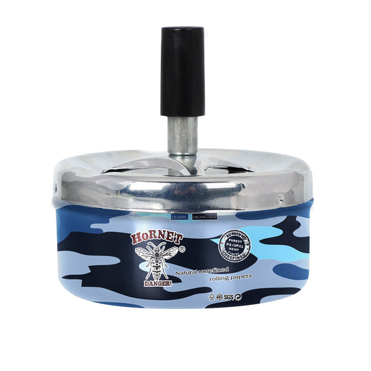 HORNET Press Cigarette Ashtray, Round Metal Ash Tray & Cigarette Holder, Portable Ash Trays